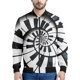 thumbnail image 3 of Nueva moda primavera otoño ropa de diseñador para hombre cuello alto patrón de piano estampado en blanco y negro chaquetas de hombre chaqueta de vuelo, 3 of 5