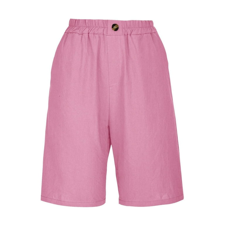 エルドレッソ Tropical Shorts(Pink) Mサイズ 新品未使用 Mohiass Women's Summer Cotton Linen Bermuda Shorts Loose-Fit