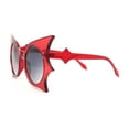 thumbnail image 3 of Womens Bat Wing Shape Round Circle Lens Plastic Sunglasses Red - Smoke, 3 of 4