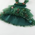 thumbnail image 5 of WIBACKER Toddler Baby Girl Xmas Princess Dress Ruffle Sleeveless Summer Tutu Dresses Tiered Ruffle with Pom Poms Tulle Sundress 1-6Y, 5 of 9