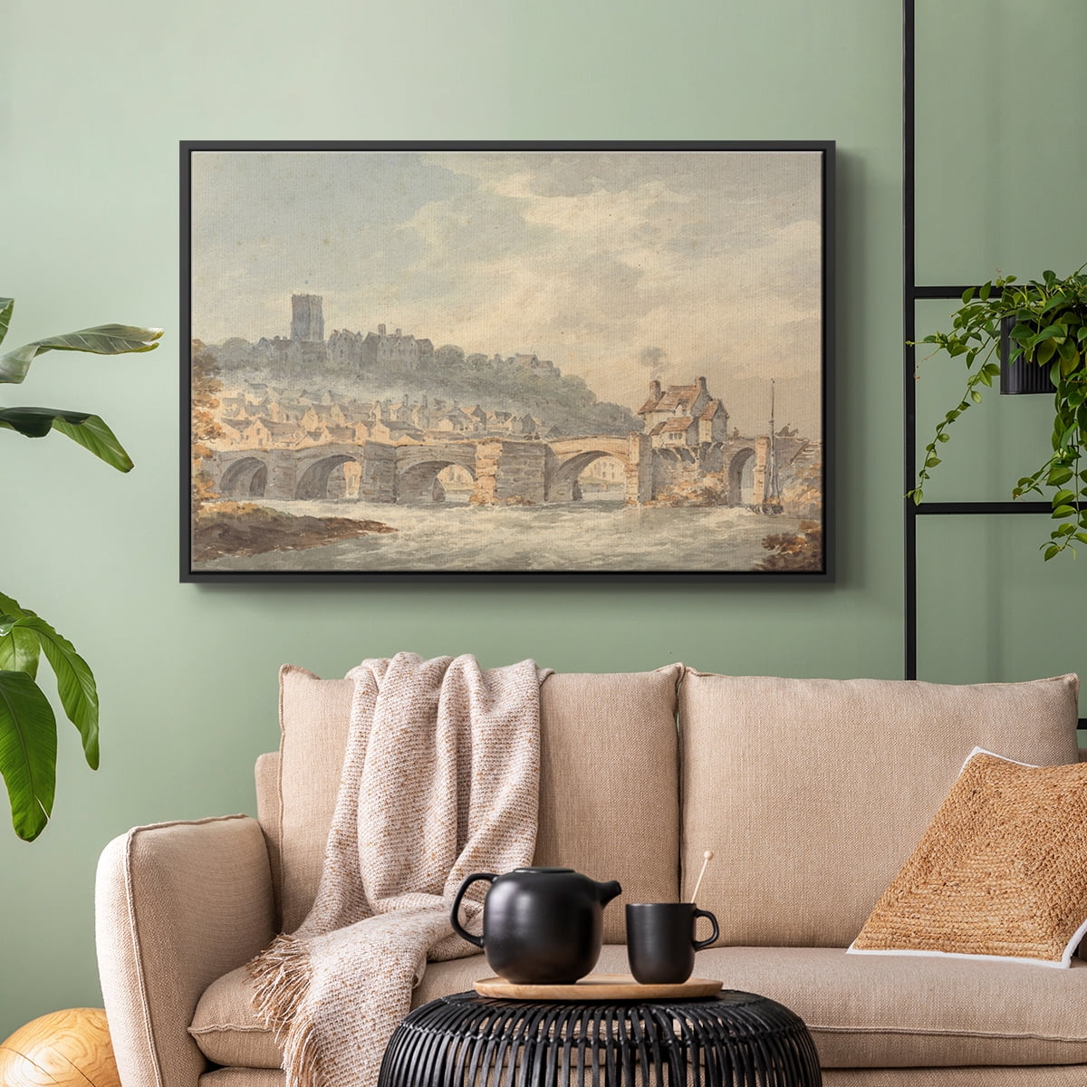 Vintage Landscape-CCCXCII By Wexford Home Framed in Black Wood Gallery Wrapped Canvas 25 in. x 37 in.