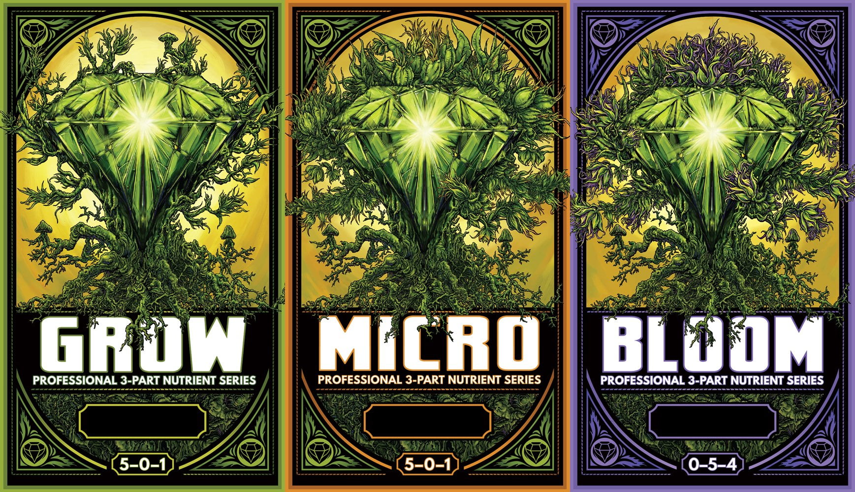 Emerald Harvest Grow, Micro, Bloom Fertilizer Combo, 0.95 L