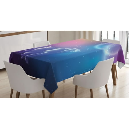 

Polar Bear Tablecloth Low Poly Style Crystal Polar Bear on Space Background with Stars and Planets Rectangular Table Cover for Dining Room Kitchen 60 X 90 Inches Multicolor by Ambesonne