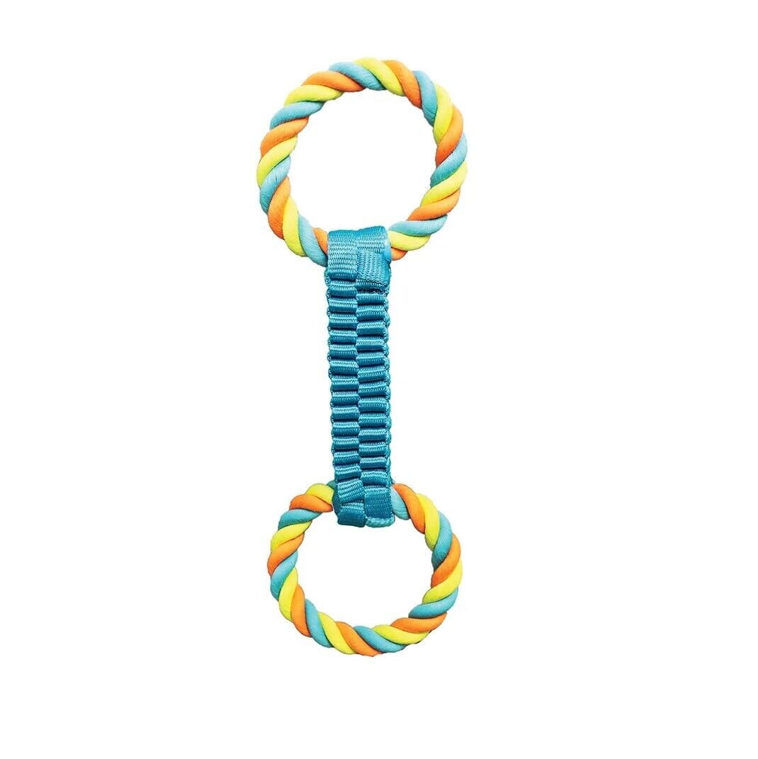 16 Inch Double Loop Rope Handle Ballistic Weave Dog Interactive Tug Toy Figure 8 (Orange)