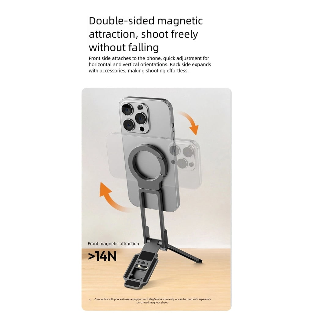 7829 MA38 Magnetic Phone Tripod , Portable Phone Holder Tripod for Strokes, 5 in 1 Portable Pocket Size video blogging Tripods with 180° Rotation & Strong Magnet (1Pcs)