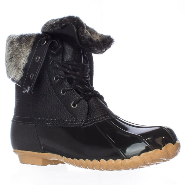 Sporto - Womens Sporto Delinda Faux Fur Lined Lace Up Duck Boots - Black - Walmart.com - Walmart.com