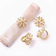 thumbnail image 3 of KAIYANG Juego de 6 anillos para servilletas con diseño de flores, perlas y diamantes de imitación, para bodas, fiestas, color dorado, 3 of 5