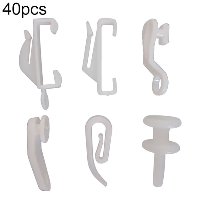 40 Pcs Tringle à Rideaux Coulissante pour Fenêtre Rail Rail à Glissière Tringle à Draperie Poteau Coureur Boucle Crochet