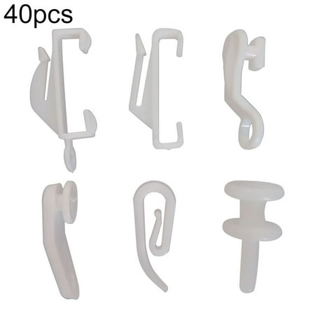 

SPRING PARK 40Pcs Window Curtain Track Rail Drape Hook Glider Runners Slide Pole To Fit