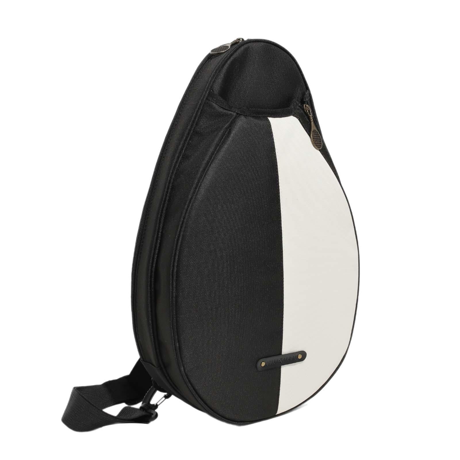 Baoblaze Tennis Bag Chest Shoulder Purse Women Tennis Racket Bag Black White