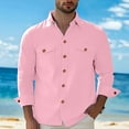 thumbnail image 2 of Men's Shirts Solid Color Casual Loose Business Long Sleeve with Double Pocket Shirt Top XL, 2 of 7