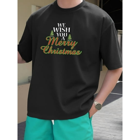 Merry Christmas T-Shirt Christmas t shirts t-shirt men 180G 100% Cotton black For summer Casual Daily Wear glitter Christmas crew humor Christmas beach humor beach Christmas crew glitter elegant Chr