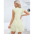 thumbnail image 4 of Women's Babydoll Mini Dress Summer V Neck Flutter Sleeve Boho Floral Flowy Shift Short Dress, 4 of 5