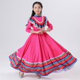 thumbnail image 2 of Falda exclusiva para niñas, falda grande, estilo étnico, vestido de baile, disfraz rosa rojo, 2 of 4