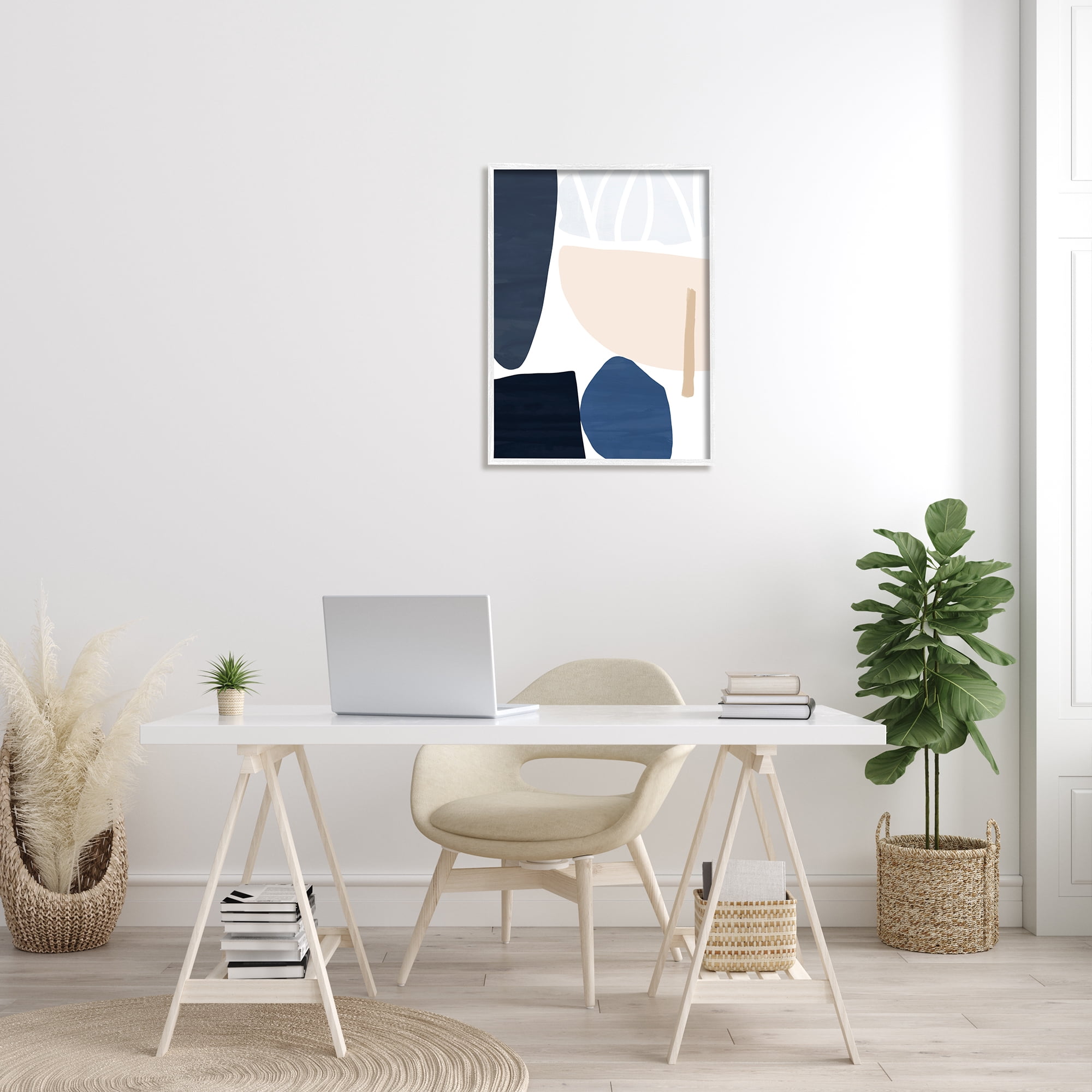 Stupell Indtries Abstract Shape Collage Modern Blue Pink Beige ,24 x 30,Design by Victoria Barnes