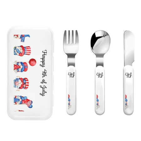 

Matuu Happy Independence Day Gnome for Stainless Steel Kids Cutlery and Toddler Flatware Kids Utensil Set includes Knives Forks Spoons Ideal for Home and Preschools