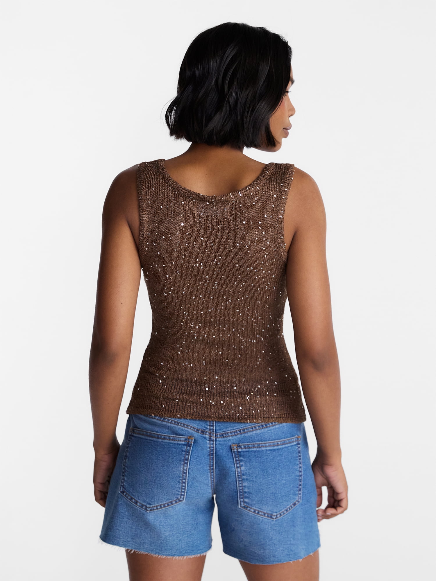 No Boundaries Sequin Sweater Tank Top, Women's and Women's Plus XXS-4X