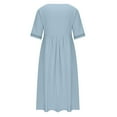 thumbnail image 4 of Women's Summer Dresses Under $10 New Color Short-sleeved Lace V-neck Waistline Hem Dress, 4 of 6