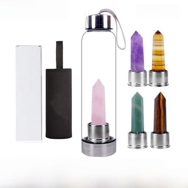 Columna de cristal natural de mar, palo mágico, columna de energía, vaso de vidrio para beber, taza de té, botella de agua, botella de agua deportiva