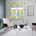 thumbnail image 5 of Lemon in Water Kitchen Curtains Valances and Tiers Set of 3 Watercolor Lake Leaf Tier Curtains and Valance with Rod Pocket for Small Windows, 27.5"x24", 5 of 9