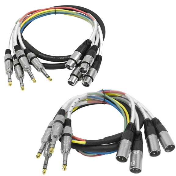 Seismic Audio 4 Channel 5' TRS to XLR Male and 5' TRS to XLR Female Snake Cable Bundle Multi color - SAXT-4x5_MF