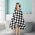 thumbnail image 6 of Black and White Checkered Pattern Hooded Bath Towel，50"x30" for Ages 3 To 12 Kids, Quick Dry Lightweight Soft Microfiber Hood Beach Towel Cover Up for Kids, 6 of 7