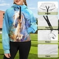 thumbnail image 6 of Chaqlin Watercolor Horse Lightweight Sweatshirt Youth Girls Zip Up with Pocket Casual Pullover Athletic Zip Up Lightweight Sweatshirt Size 9-10, 6 of 7
