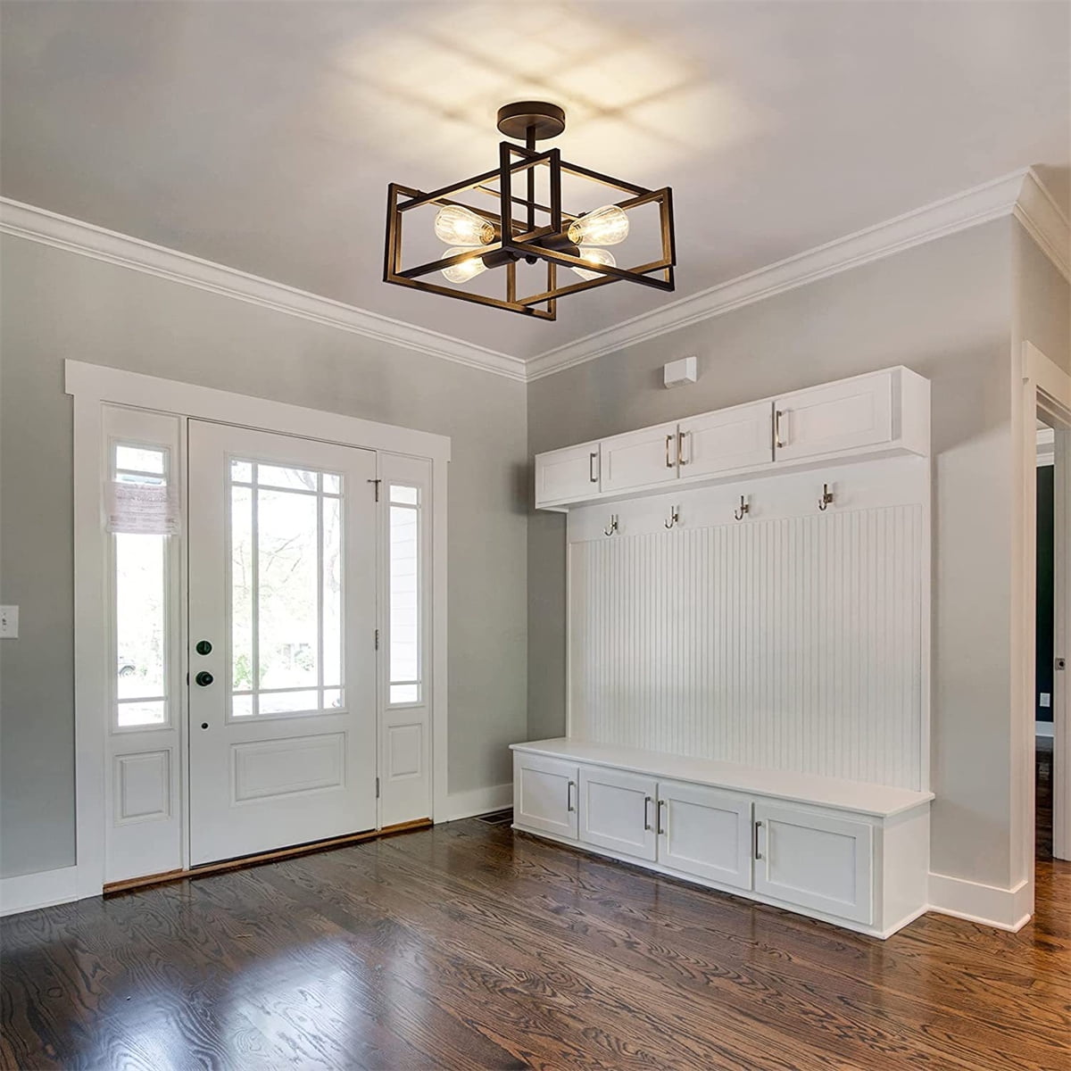 Flush Mount Ceiling Light Fixture Industrial Metal Close to Ceiling Lights,Farmhouse Lighting for Hallway Bedroom Kitchen Dining