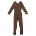 thumbnail image 6 of inlzdz Girls Long Sleeve Leotard Catsuit Full Body Unitard Dancewear Gymnastics Dance Jumpsuit Brown 11-12, 6 of 7