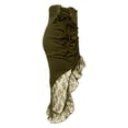 thumbnail image 4 of Gureui Women's Retro Dovetail Skirt, Solid Color Ruffled Lace Trim Patchwork Drawstring Pleated Cross Bandage Irregular Skirt Daily wear, 4 of 7