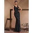 thumbnail image 3 of Elegant Long Sequin Formal Dress V-Neck Slit Design, Stretchy Fitted Glamorous, 3 of 6