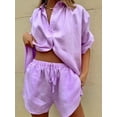 thumbnail image 6 of Women 2 Piece Outfit Summer Short Sleeve Top and Shorts Sweatsuit Set  L, 6 of 7