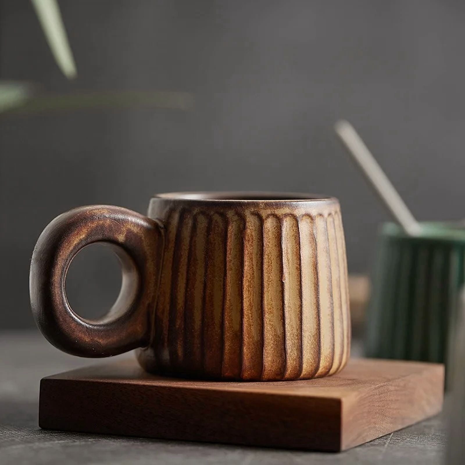 Espresso cup 250ml Rough Pottery Coffee Cup Nordic Retro Handmade Ceramic Mugs Personality Water Tea Cup