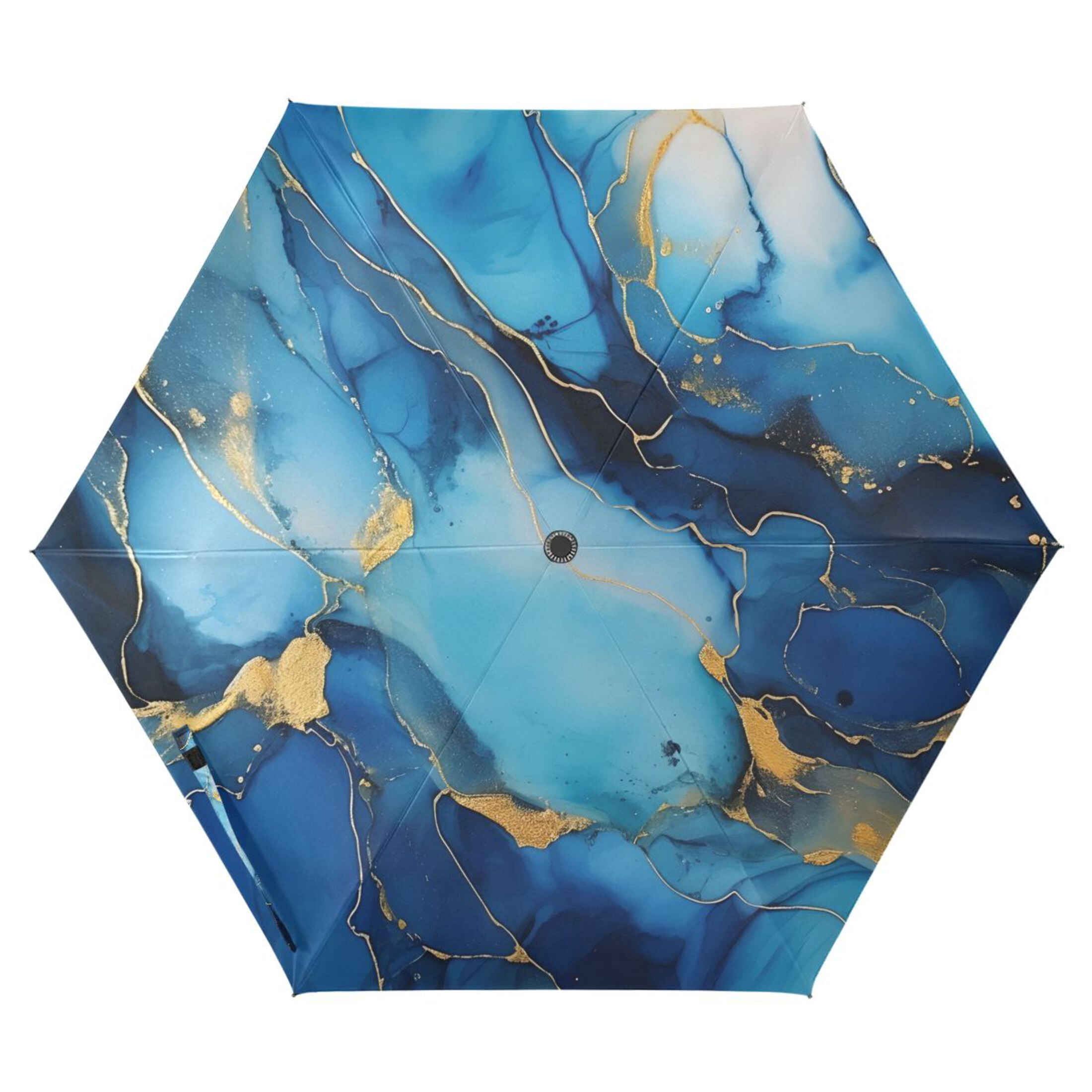 Sapphire Blue White Marble Compact Sun Umbrella Windproof Travel Umbrellas for Rain Strong Portable UV Protection