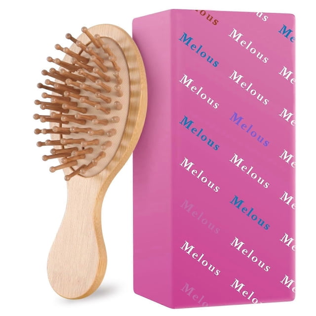 Mini cepillo de pelo de bambú y madera, peine desenredante antiestático para mujeres y niños, ideal para masajes capilares en viajes.