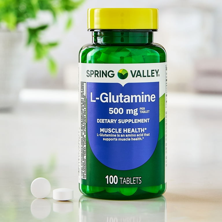 vaily glutathione Spring Valley L-Glutamine Tablets Dietary Supplements, 500 mg, 100 Count  HSA/FSA Eligible