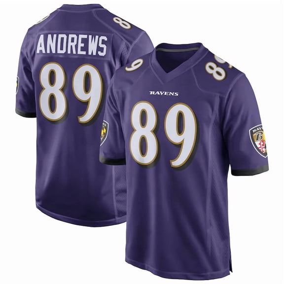 Men's Baltimore Andrews 89 Purple Sports Player Game Stitched Name Number T-Shirts, Small