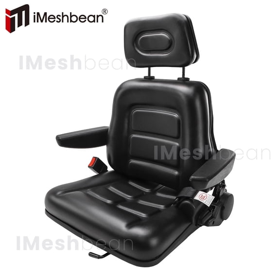 iMeshbean Universal Tractor Forklift Seat Excavator Adjustable Backrest Armrest Safty Belt