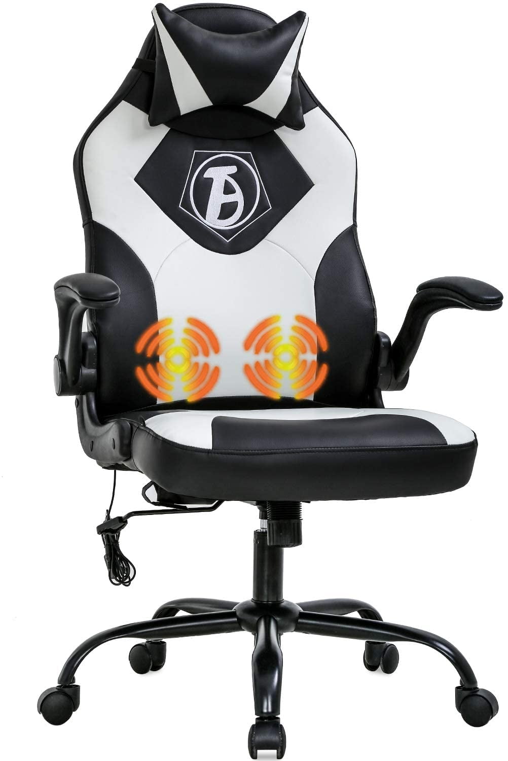 PC Gaming Chair Massage Office Chair Ergonomic Desk Chair Adjustable PU Leather 