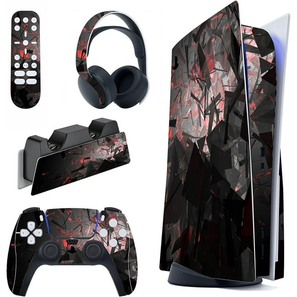 TRAHOO-PlayVital Fragmented Space Full Set Skin Decal for ps5 Console Disc Edition, Sticker Vinyl Decal Cover for ps5 Controller & Charging Station & Headset & Media Remote