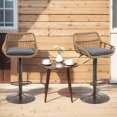 thumbnail image 7 of Homefun Rattan Bar Stools Set of 2 Adjustable Height 360 Swivel Low Back Stools with Footrest Breathable Linen Cushions, 7 of 7