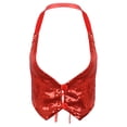 thumbnail image 3 of inhzoy Women's Sequins Shiny Halter Vest Crop Top Tank Waistcoat Red One Size, 3 of 5