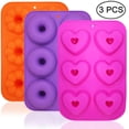thumbnail image 2 of 3 Pack Non-Stick Silicone Donut Molds For Making Donuts, Muffins, Cupcakes, Bagels, 2 of 5