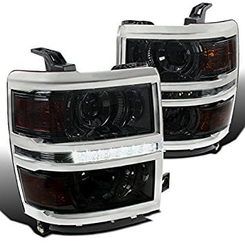 - Spec-D Tuning 2LHP-SIV14G-8-SY Chevy Silverado 1500 Pickup Smoke Projector Headlights w/ LED Daytime Lamps