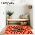 thumbnail image 3 of ODIKA 3'x5' Machine Washable Non-Slip Area Rug, Charming Capybara Character Surrounded by Interlocking Abstract Waves High Traffic Rug, Orange, 722225, 3 of 5