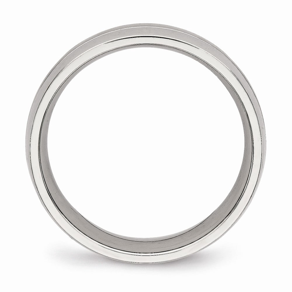 Stainless Steel Brushed and Polished Grooved 6.50mm Band