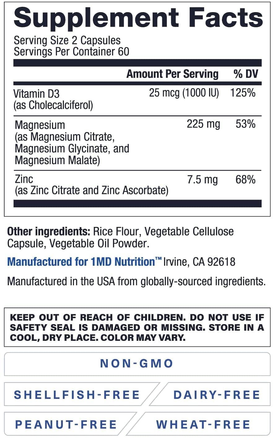 1MD Nutrition GlucoseMD - Blood Sugar Support Supplement | with Patented Cinnamon Extract, Chromium, Berberine | 60 Capsules
