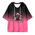 thumbnail image 4 of Arlun Women's Cancer Halloween Witch Print Hoodies in October We Wear Pink Hooded Sweatshirts Fall Oversized 3/4 Sleeve Loose Drop Shoulder Gradient Color Pullover Top, 4 of 6
