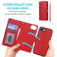 thumbnail image 6 of for iPhone 16e Case Detachable Magnetic Wallet Case with Card Holder, 2 in 1 PU Leather Flip Folio Case with Kickstand Wrist Strap Shockproof Protective Phone Case Cover for iPhone 16e, Red, 6 of 7