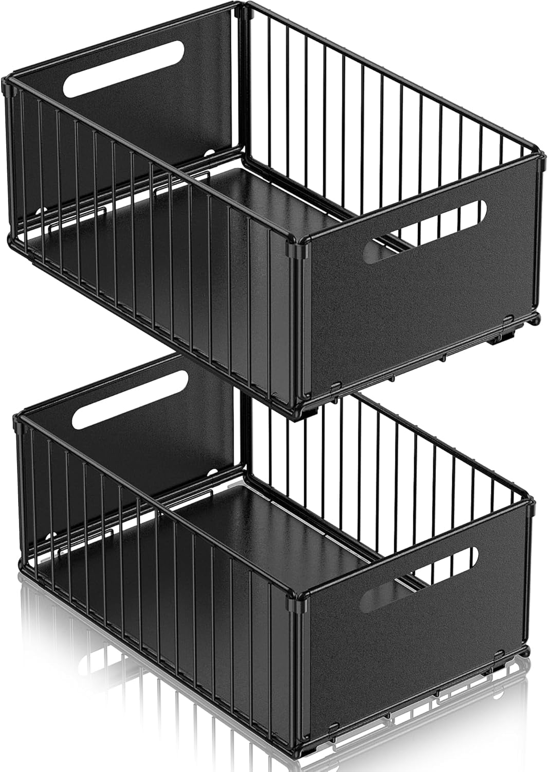 2 Pack Pull Out Cabinet Organizer, Heavy Duty Slide Out Drawers for Kitchen Cabinets, Adhesive Pull Out Drawers, Closet Organizers and Storage for Kitchen, Bathroom, Home(7"×2)